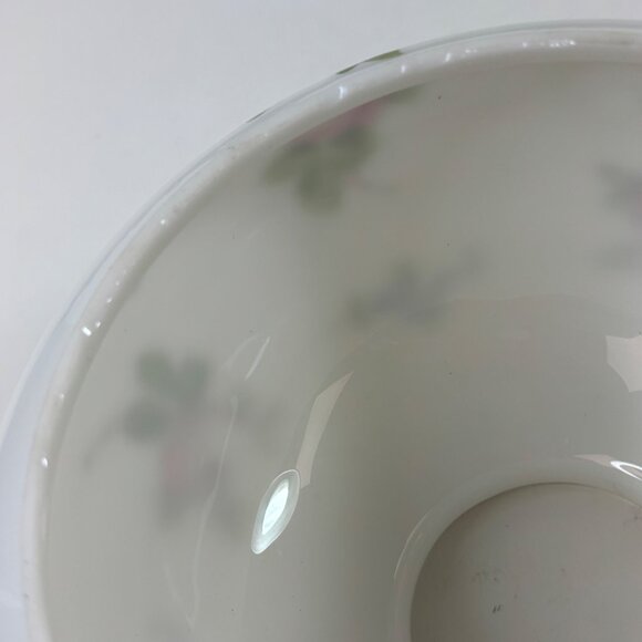 Vintage White Floral Glass Lamp Shade Globe Pink Roses  Blue Flowers  7" Diamete - Picture 3 of 10